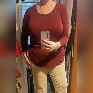 Babaton Maroon Long Sleeve Top